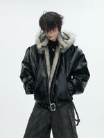 Faux Fur Hooded Leather Jacket 5