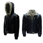 5967670473510,5967670473511,5967670473512,5967670473513,6143406771110, Faux Fur Hooded Leather Jacket