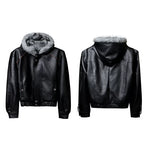 6166963530590,6166963530594,6166963530598,6166963530602,6166963530606, Faux Fur Hooded Leather Jacket