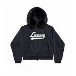 Faux Fur Hooded Zip Sweatshirt Jacket 1