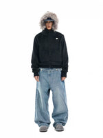Faux Fur Hooded Zip-Up Sweatshirt Jacket 2