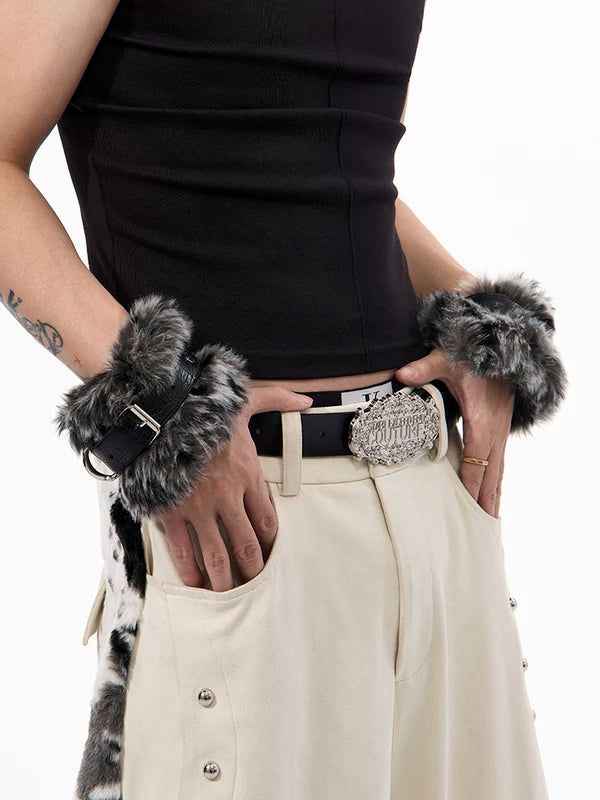 Faux Fur Leather Punk Style Bracelet 3