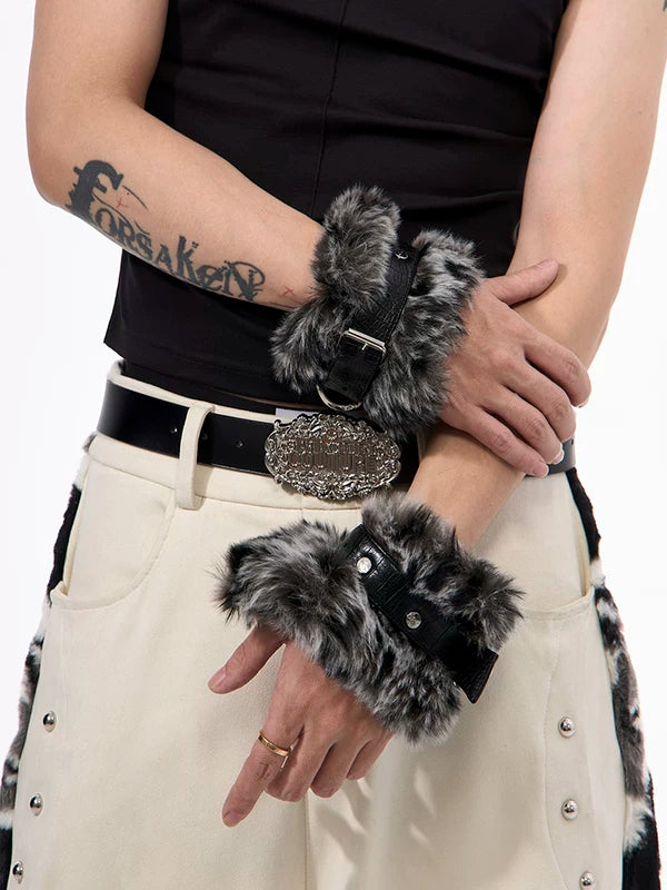 Faux Fur Leather Punk Style Bracelet 4