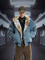 Faux Fur Lined Denim Zip Jacket 1