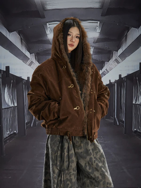 Faux Fur Lined Hooded Cotton Padded Jacket 2