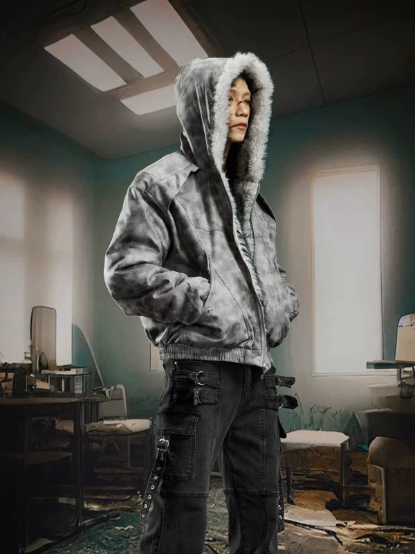 Faux Fur Lined Hooded Suede Jacket 2