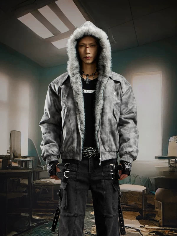 5951326173243,5951326173244,5951326173245,5951326173246, Faux Fur Lined Hooded Suede Jacket