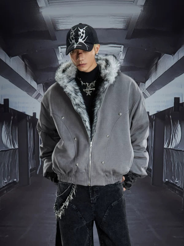 Faux Fur Lined Hooded Zip Jacket 3