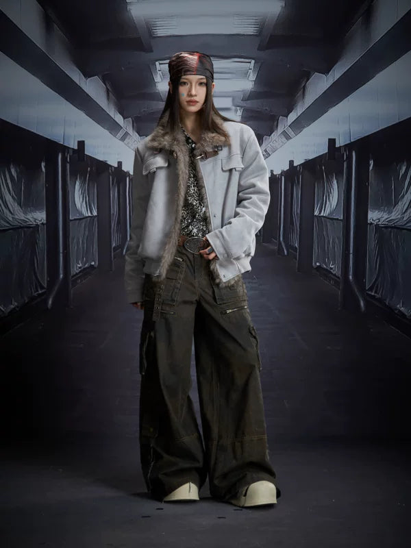 Faux Fur Trim Buckle Front Winter Jacket 5