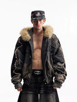 Faux Fur Trim Heavyweight Denim Jacket 1