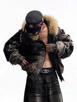 Faux Fur Trim Heavyweight Denim Jacket 2
