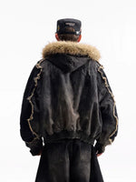 Faux Fur Trim Heavyweight Denim Jacket 4