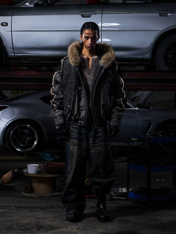Faux Fur Trim Heavyweight Denim Jacket 5