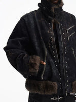Faux Fur Trim Studded Zip Jacket 3