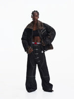 Faux Fur Trim Studded Zip Jacket 5