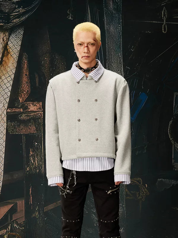 Faux Layered Double-Breasted Short Jacket 1