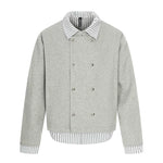6016668429340,6016668429341,6016668429342,6016668429343, Faux Layered Double-Breasted Short Jacket