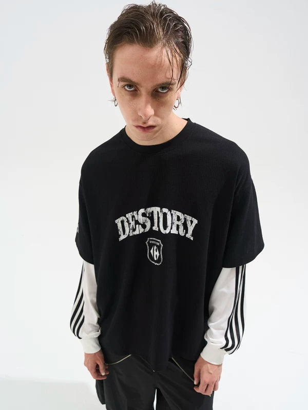 Faux Layered Graphic Long-Sleeve T-Shirt 2