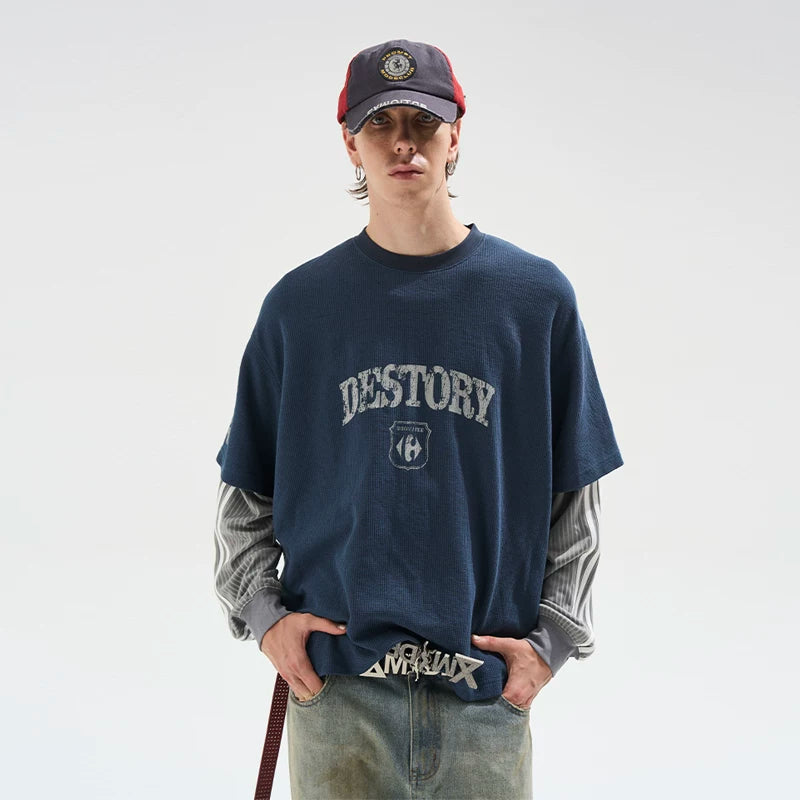 5864632853235,5864632853236,5864632853237,5864632853238, Faux Layered Graphic Long-Sleeve T-Shirt