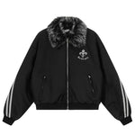 6142982274563,6142982274564,6142982274565, Faux Leather Fur Collar Bomber Jacket