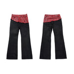 6259580647344,6259580647345,6259580647346,6259580647347, Faux Leather Patchwork Straight Leg Pants
