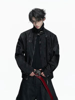 Faux Python Print Leather Jacket 1