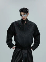 Faux Python Textured Gemstone Embellished Jacket 2
