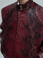 Faux Python Textured Gemstone Embellished Jacket 4