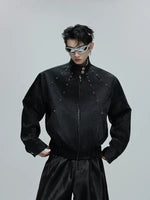6195613107649,6195613107652,6195613107655,6195613107658, Faux Python Textured Gemstone Embellished Jacket