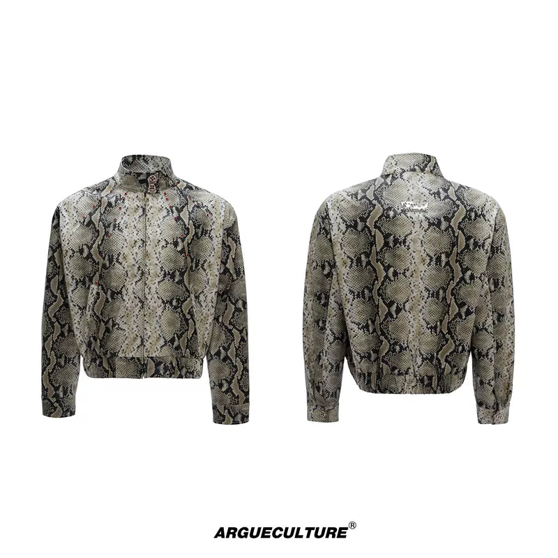 6195613107651,6195613107654,6195613107657,6195613107660, Faux Python Textured Gemstone Embellished Jacket