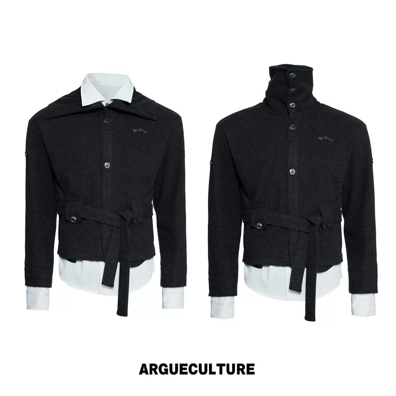 6136764880809,6136764880810,6136764880811,6136764880812, Faux Two-Piece Belted Knit Cardigan