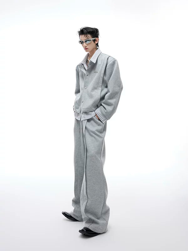 Faux Two-Piece Cardigan and Pants Set 1