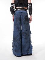 Faux Two-Piece Distressed Patchwork Jeans 4