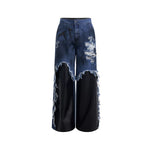 5920043326666,5920043326667,5920043326668,5920043326669, Faux Two-Piece Distressed Patchwork Jeans