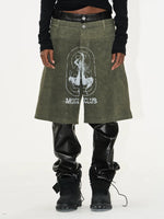 Faux Two-Piece Graphic Leather Overlay Pants 1