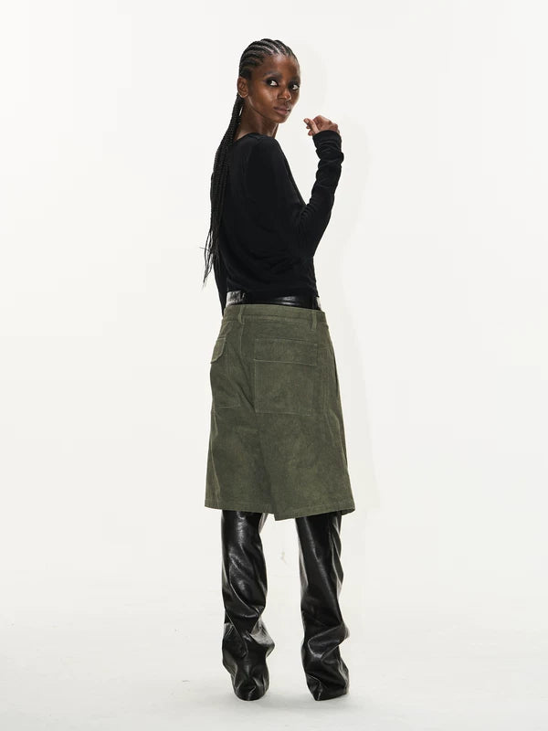 Faux Two-Piece Graphic Leather Overlay Pants 4