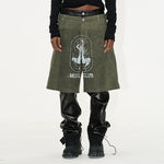 5910813363491,5910813363492,5910813363493,5910813363494, Faux Two-Piece Graphic Leather Overlay Pants