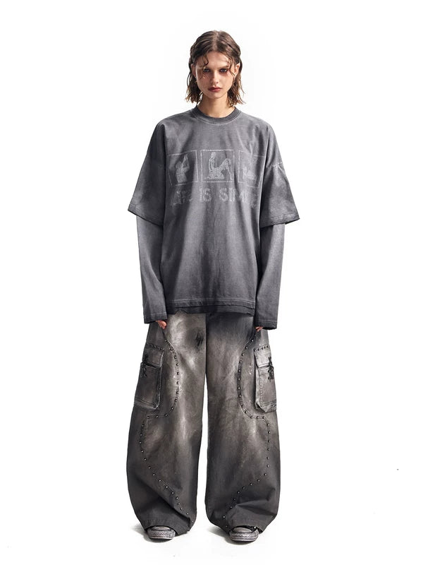 Faux Two-Piece Graphic Long-Sleeve T-Shirt 3