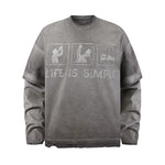 5559372617682,5559372617683,5559372617684, Faux Two-Piece Graphic Long-Sleeve T-Shirt