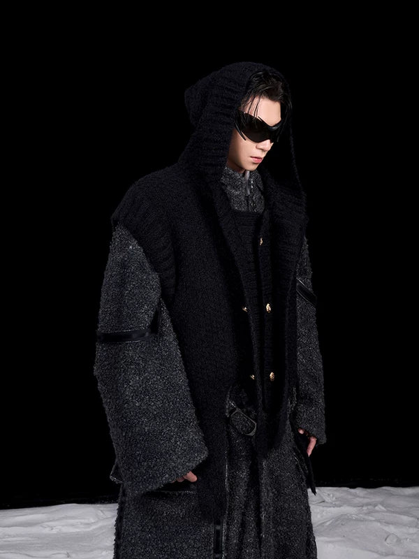 Faux Two-Piece Hooded Knitted Vest 4