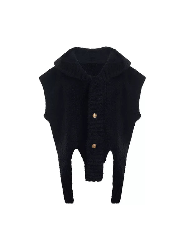 Faux Two-Piece Hooded Knitted Vest 5