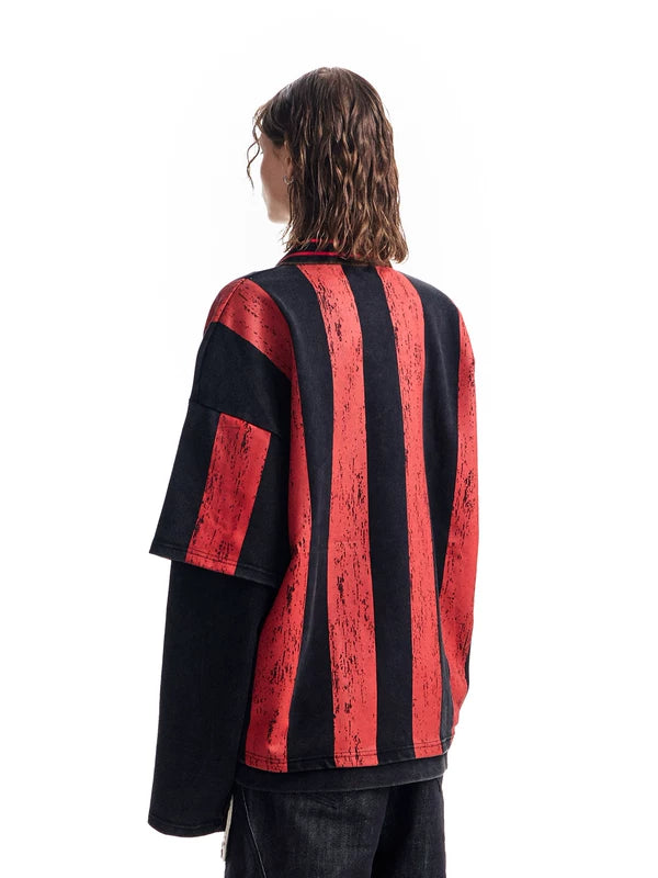 Faux Two-Piece Long-Sleeve Graphic T-Shirt 3