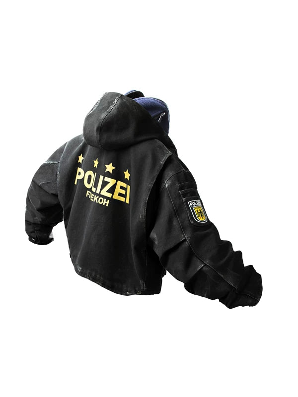 Faux Two-Piece Police Patch Jacket 2