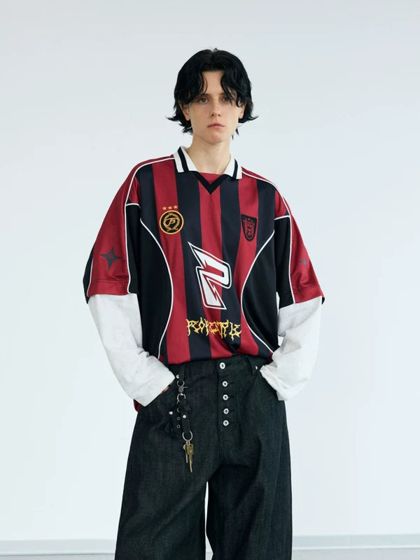 Faux Two-Piece Racing Long-Sleeve T-Shirt 1