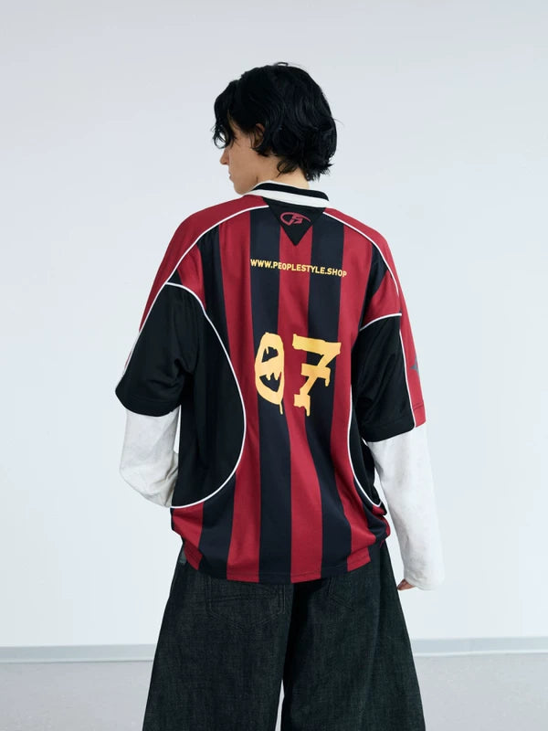 Faux Two-Piece Racing Long-Sleeve T-Shirt 2