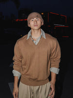 Faux Two-Piece Shirt Collar Knitted Sweater 1