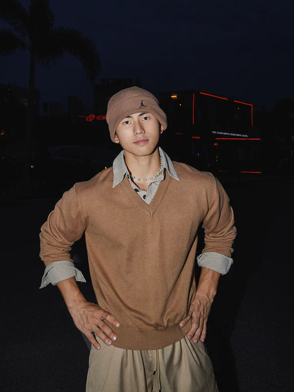 Faux Two-Piece Shirt Collar Knitted Sweater 4