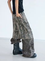 Faux Two-Piece Snake Print Cargo Pants 2