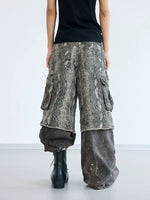 Faux Two-Piece Snake Print Cargo Pants 3
