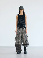 Faux Two-Piece Snake Print Cargo Pants 4